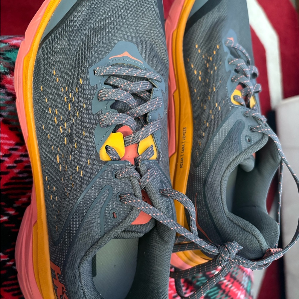 Hoka Charcoal and Tangerine Running Shoes - Picture 4 of 5